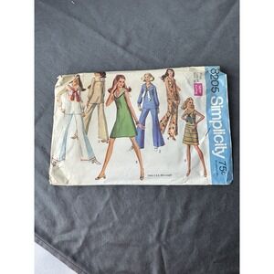 Simplicity 8205 Misses Dress Bell Bottoms Shirt Pattern Size 14 *Cut*